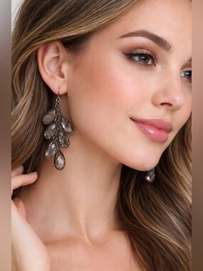 -✨ CATO Smoky Teardrop Chandelier Statement Earrings ✨ Women’s Jewelry